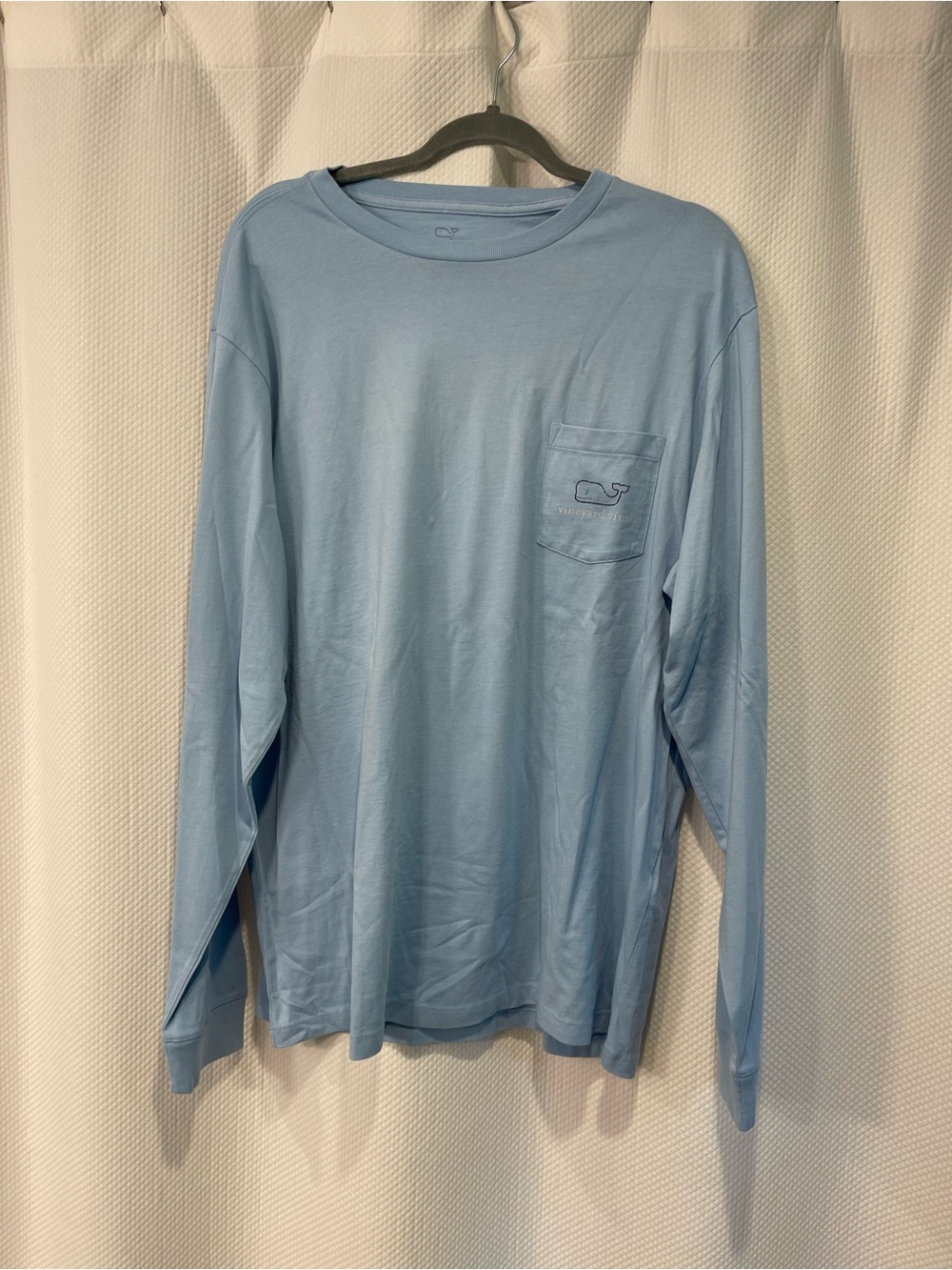 Vineyard Vines Men's Sky Blue Long Sleeve Pocket Tee, size lg